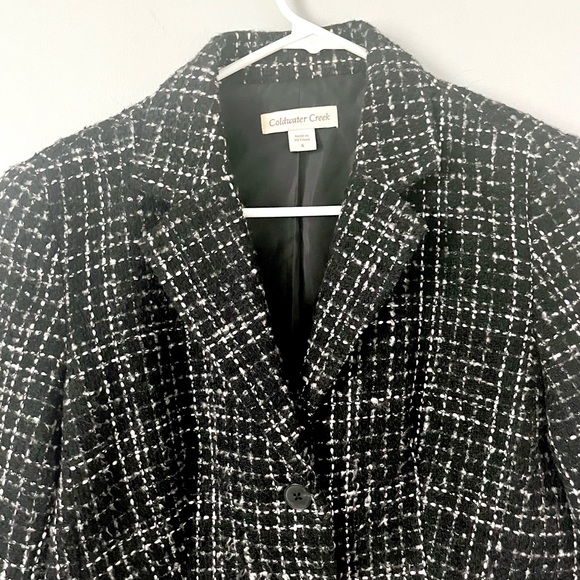 Coldcreek Water vintage black & white tweed front buttons jacket blazer - Picture 7 of 17